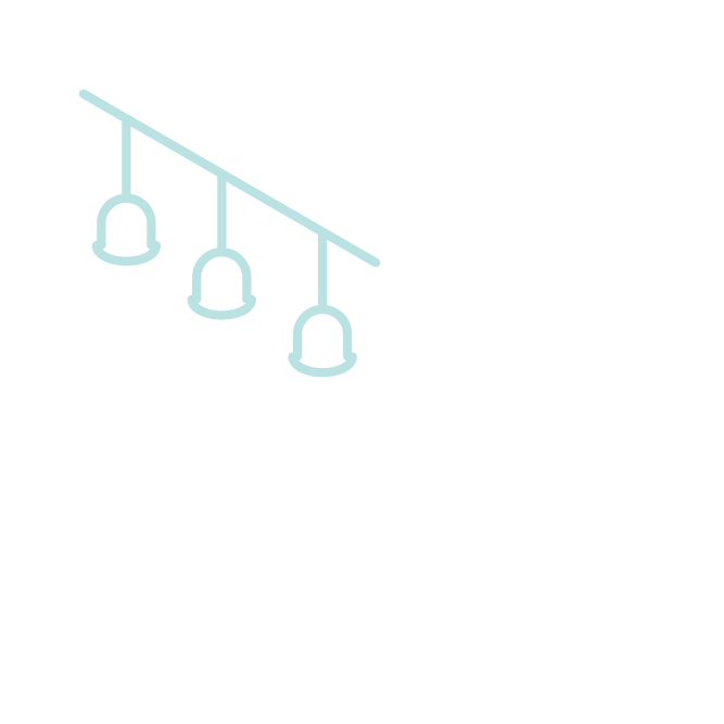 Minimalist illustration of three hanging pendant lights